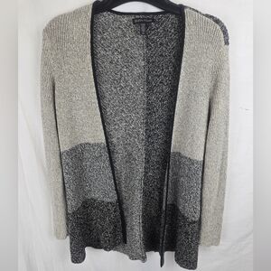 Eileen Fisher Women's Gray Black Organic Linen Wool Blend Cardigan Sweater Sz S